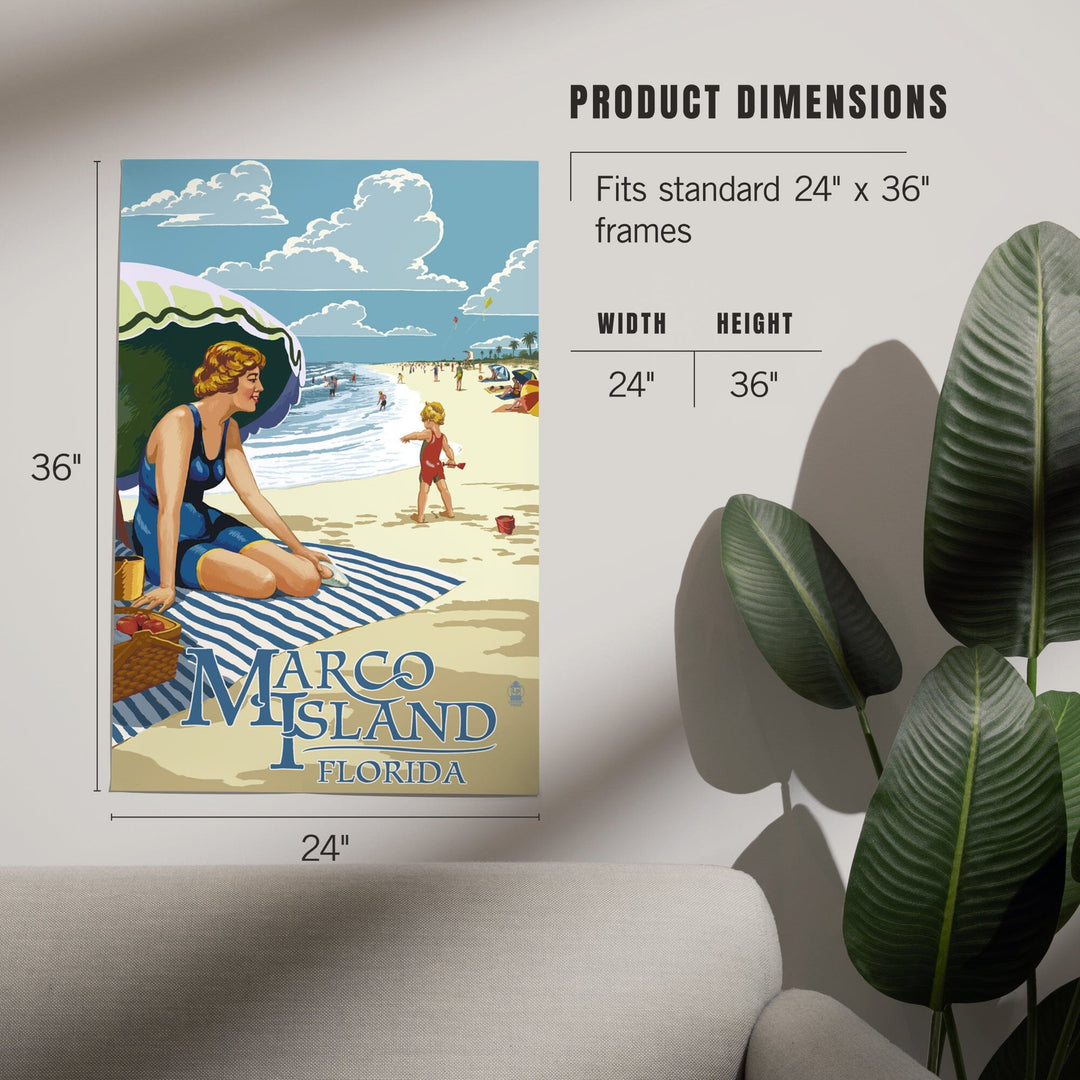 Marco Island, Florida, Woman on Beach, Art & Giclee Prints - Lantern Press