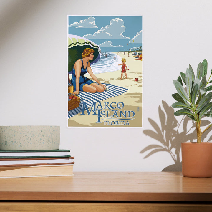 Marco Island, Florida, Woman on Beach, Art & Giclee Prints - Lantern Press