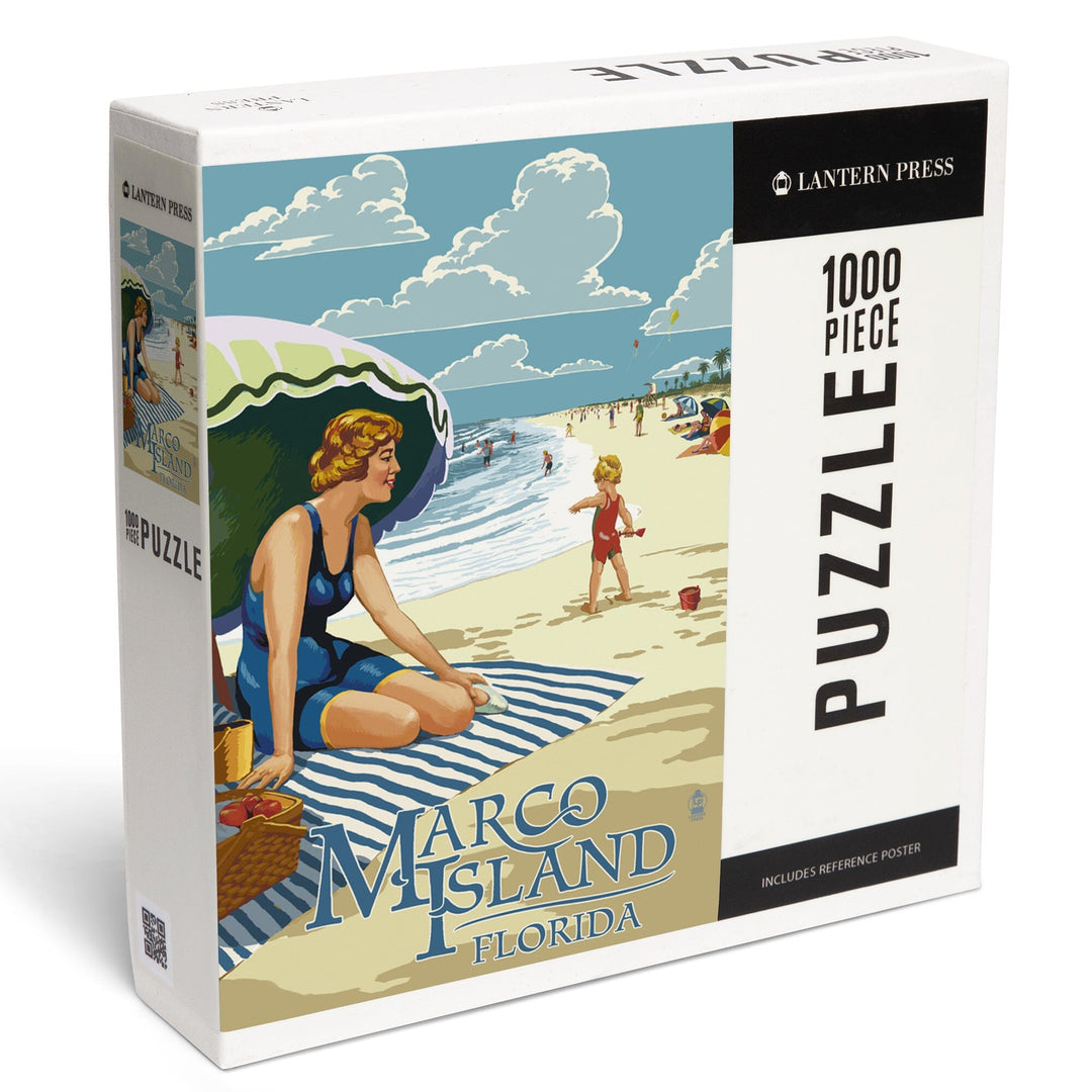 Marco Island, Florida, Woman on Beach, Jigsaw Puzzle Puzzle Lantern Press 