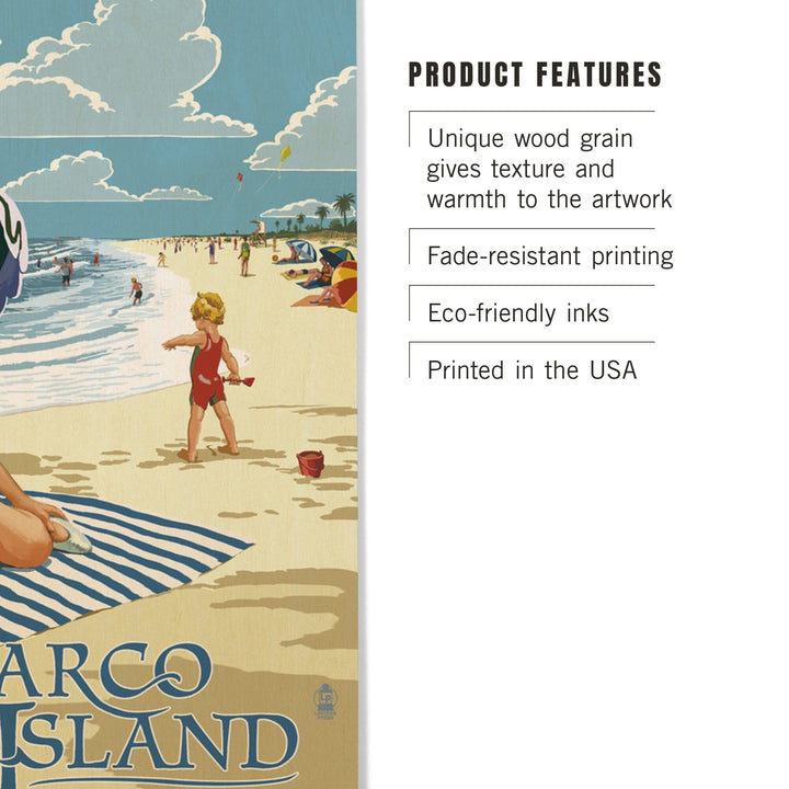 Marco Island, Florida, Woman on Beach, Lantern Press Artwork, Wood Signs and Postcards Wood Lantern Press 