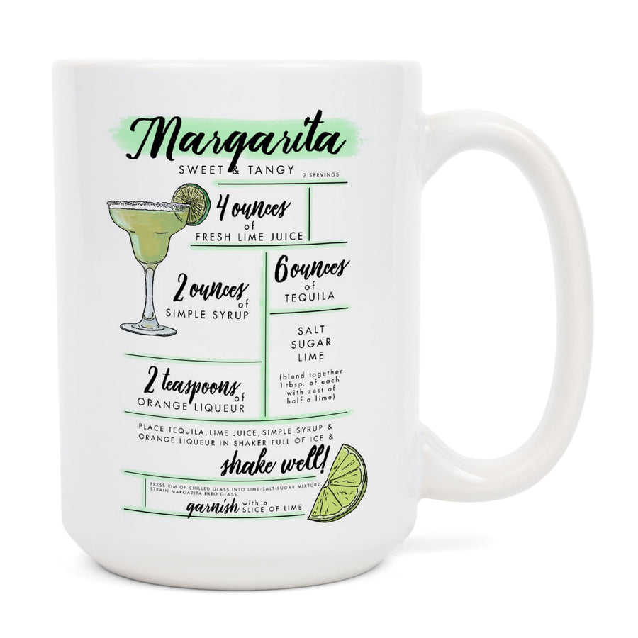 Margarita, Cocktail Recipe, Lantern Press Artwork, Ceramic Mug Mugs Lantern Press 