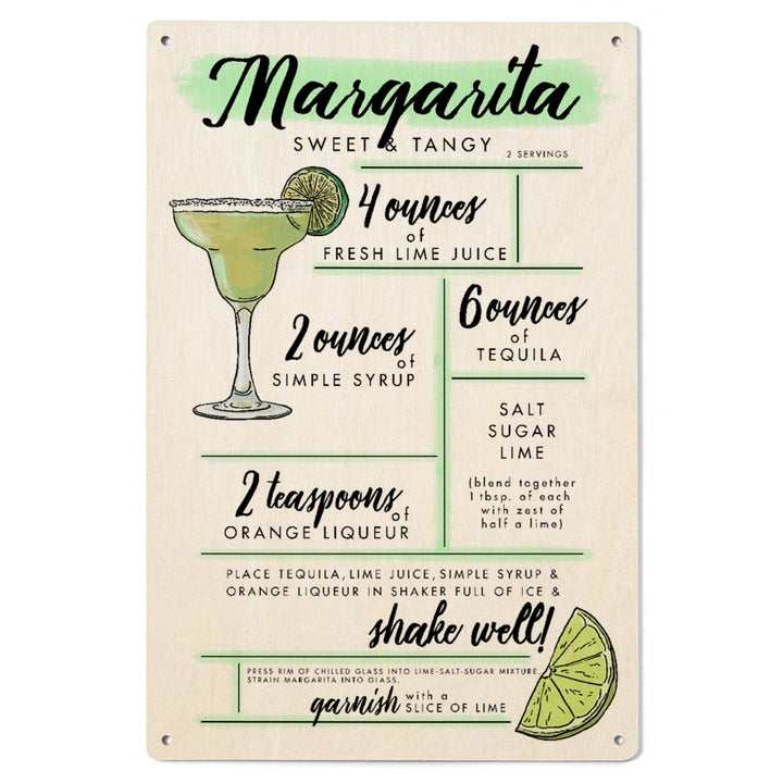 Margarita, Cocktail Recipe, Lantern Press Artwork, Wood Signs and Postcards Wood Lantern Press 