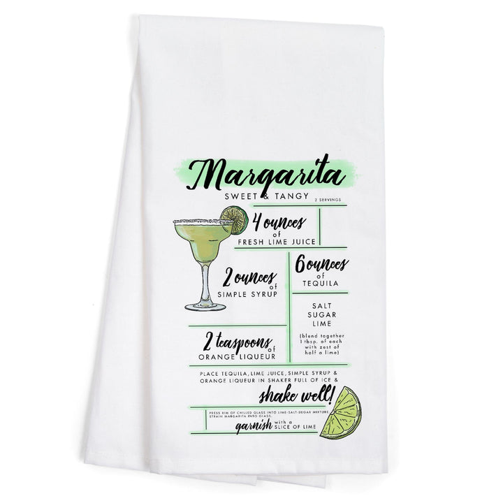 Margarita, Cocktail Recipe, Organic Cotton Kitchen Tea Towels Kitchen Lantern Press 