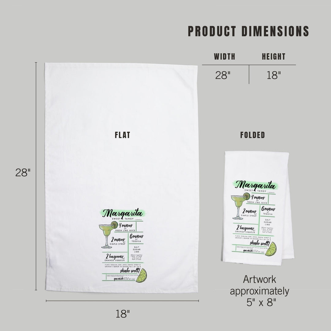 Margarita, Cocktail Recipe, Organic Cotton Kitchen Tea Towels Kitchen Lantern Press 