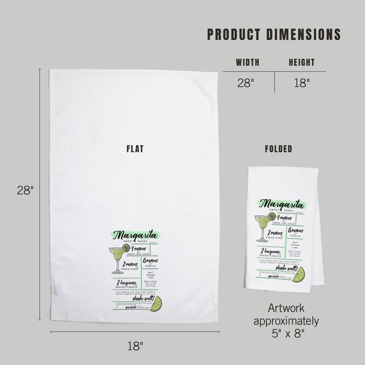 Margarita, Cocktail Recipe, Organic Cotton Kitchen Tea Towels Kitchen Lantern Press 