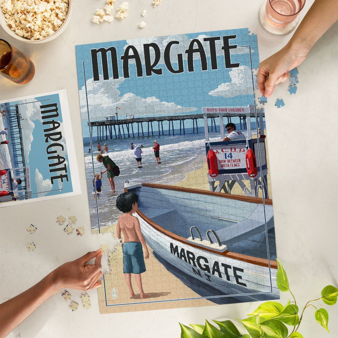 Margate, New Jersey, Lifeguard Stand, Jigsaw Puzzle Puzzle Lantern Press 