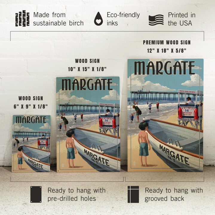 Margate, New Jersey, Lifeguard Stand, Lantern Press Artwork, Wood Signs and Postcards - Lantern Press