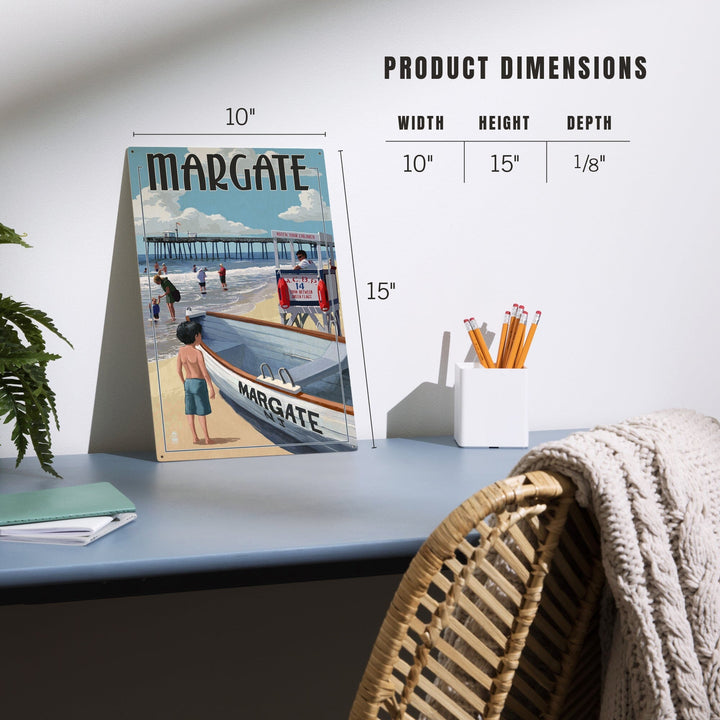 Margate, New Jersey, Lifeguard Stand, Lantern Press Artwork, Wood Signs and Postcards - Lantern Press