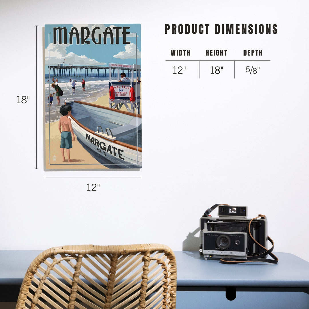 Margate, New Jersey, Lifeguard Stand, Lantern Press Artwork, Wood Signs and Postcards - Lantern Press