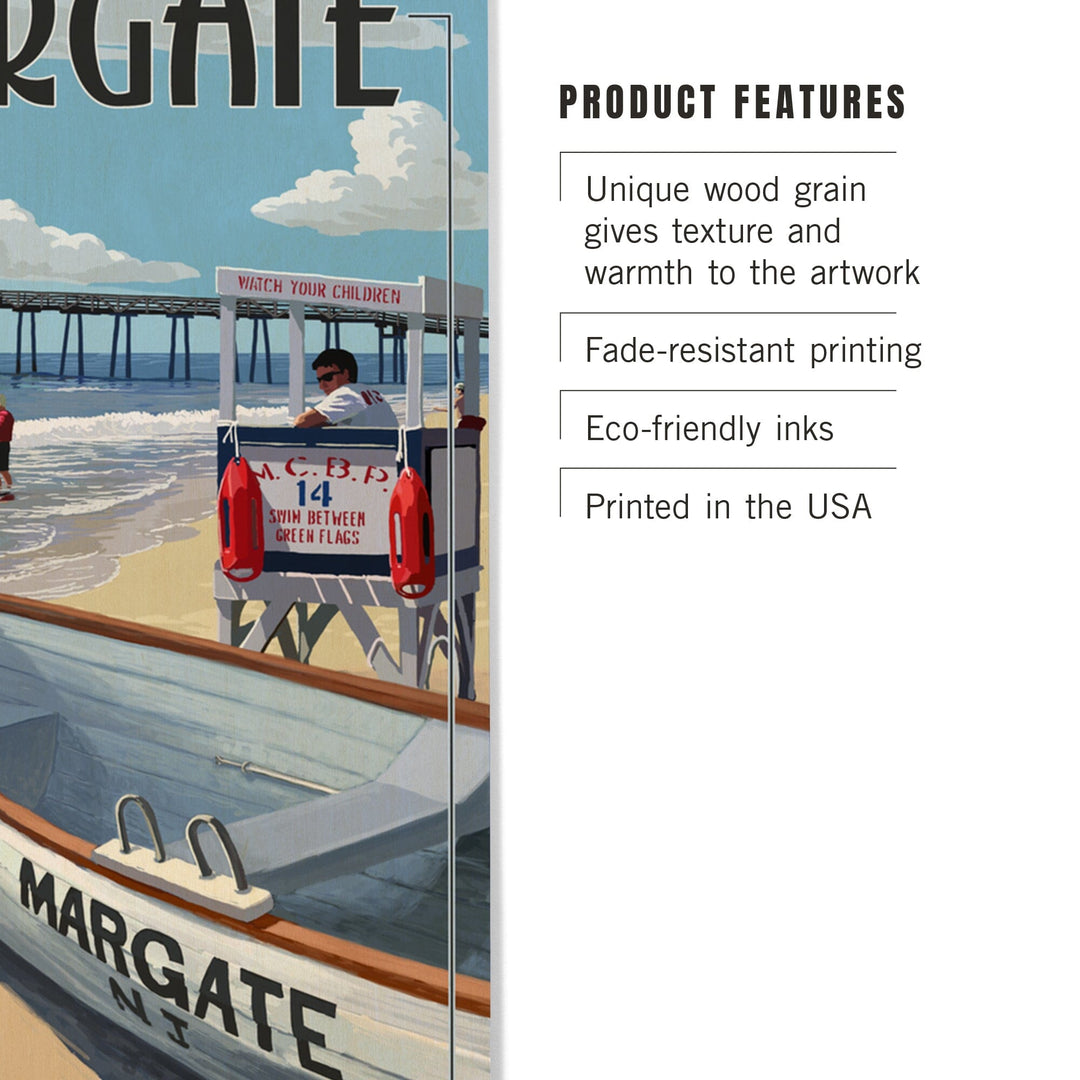 Margate, New Jersey, Lifeguard Stand, Lantern Press Artwork, Wood Signs and Postcards - Lantern Press