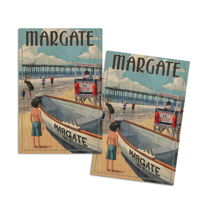 Margate, New Jersey, Lifeguard Stand, Lantern Press Artwork, Wood Signs and Postcards - Lantern Press