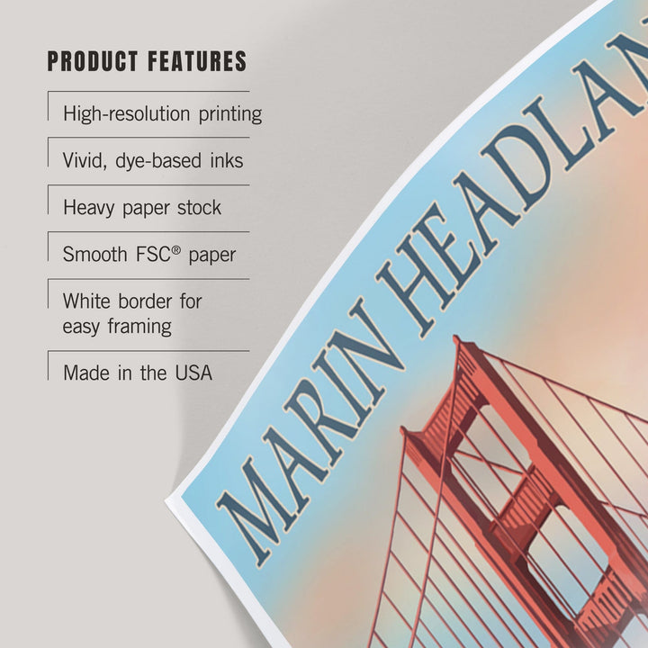 Marin Headlands, California, Golden Gate Bridge in Fog, Art & Giclee Prints Art Lantern Press 