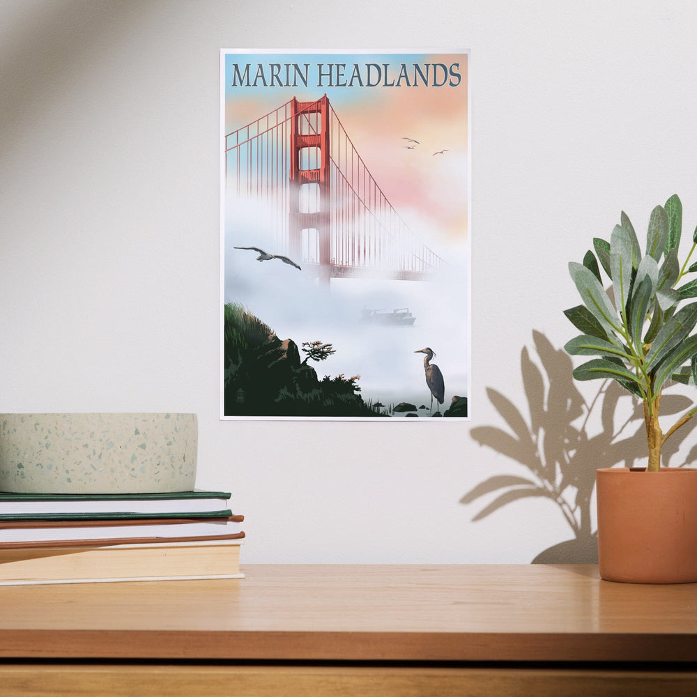 Marin Headlands, California, Golden Gate Bridge in Fog, Art & Giclee Prints Art Lantern Press 