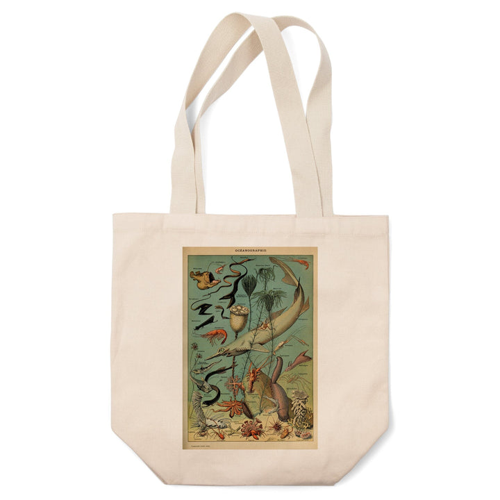 Marine Life, D, Vintage Bookplate, Adolphe Millot Artwork, Tote Bag Totes Lantern Press 