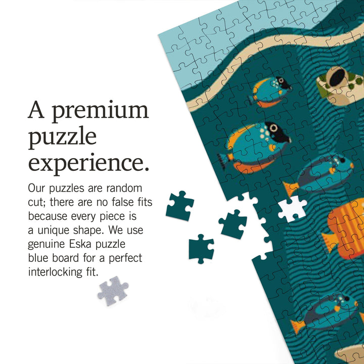 Marine Life, Geometric, Jigsaw Puzzle Puzzle Lantern Press 