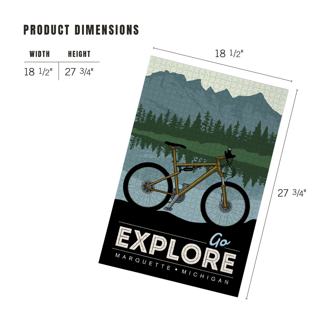 Marquette, Michigan, Go Explore, Bike, Jigsaw Puzzle Puzzle Lantern Press 