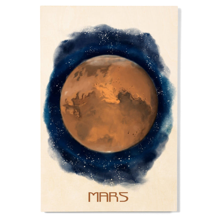 Mars, Watercolor, Lantern Press Artwork, Wood Signs and Postcards Wood Lantern Press 