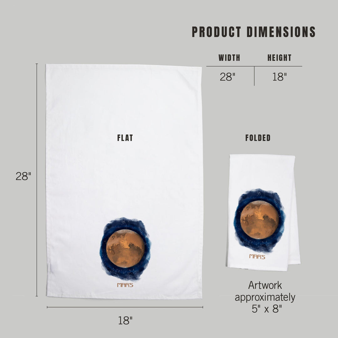 Mars, Watercolor, Organic Cotton Kitchen Tea Towels Kitchen Lantern Press 