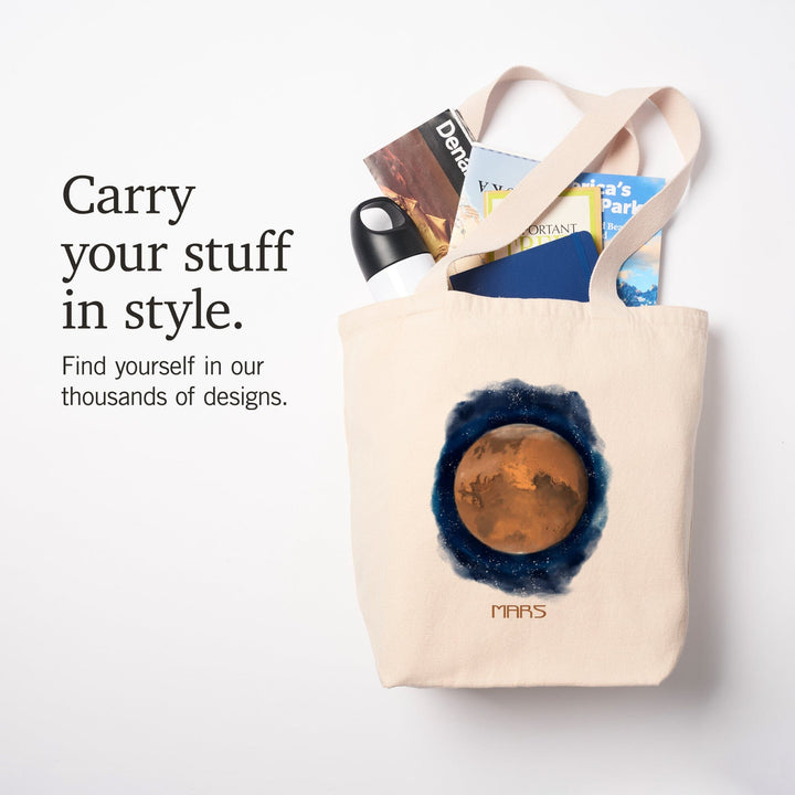 Mars, Watercolor, Tote Bag Totes Lantern Press 