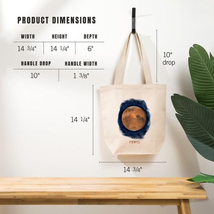 Mars, Watercolor, Tote Bag Totes Lantern Press 