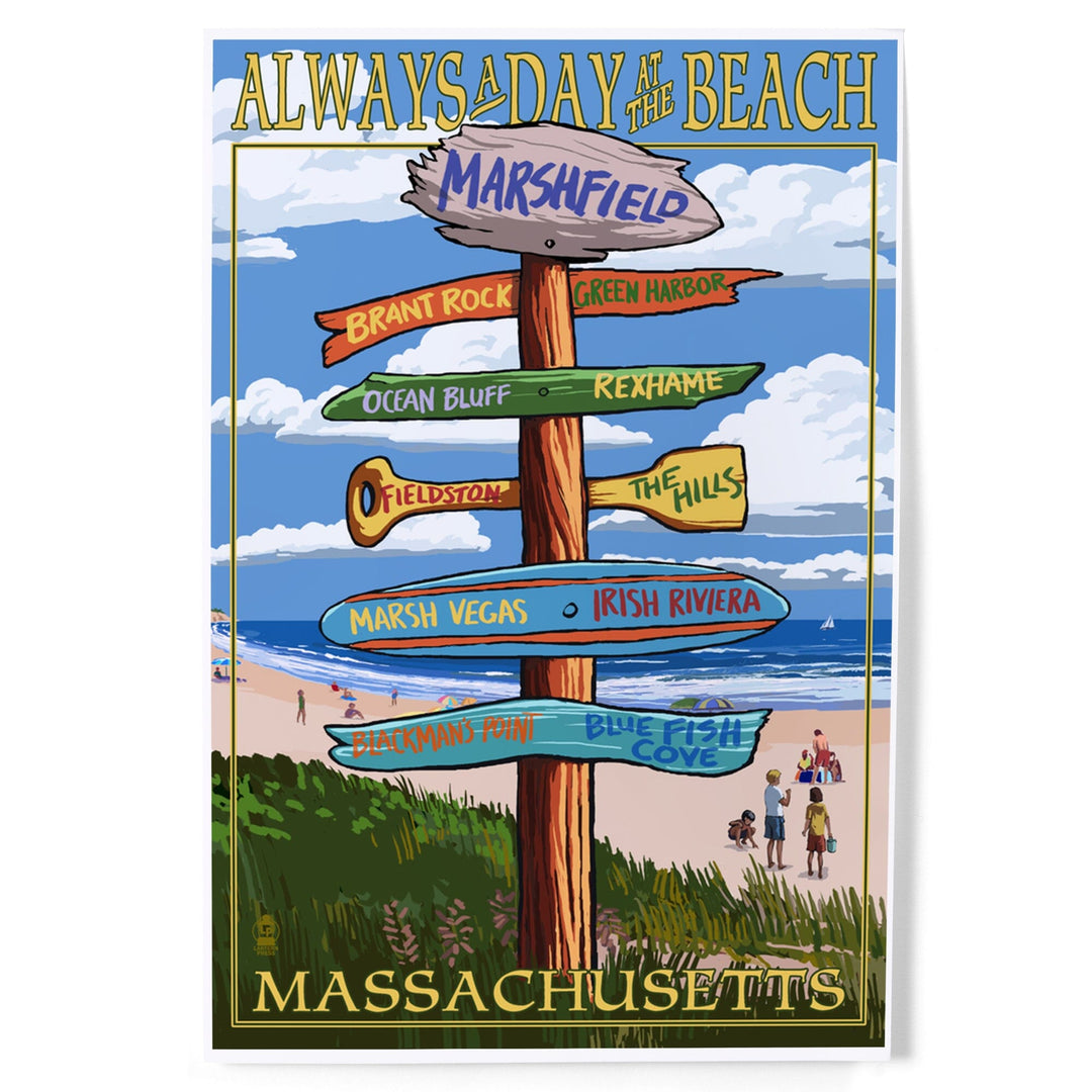 Marshfield, Massachusetts, Sign Destinations, Art & Giclee Prints - Lantern Press