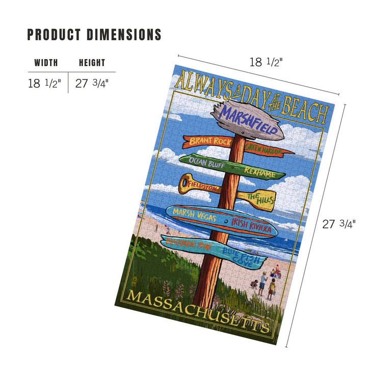Marshfield, Massachusetts, Sign Destinations, Jigsaw Puzzle Puzzle Lantern Press 