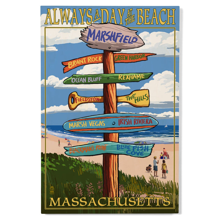 Marshfield, Massachusetts, Sign Destinations, Lantern Press Artwork, Wood Signs and Postcards Wood Lantern Press 