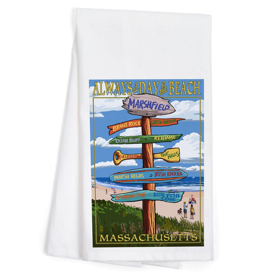 Marshfield, Massachusetts, Sign Destinations, Organic Cotton Kitchen Tea Towels Kitchen Lantern Press 