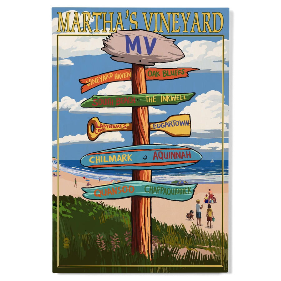 Martha's Vineyard, Massachusetts, Destinations Sign, Lantern Press Artwork, Wood Signs and Postcards Wood Lantern Press 
