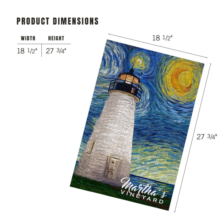 Martha's Vineyard, Massachusetts, Lighthouse, Starry Night, Jigsaw Puzzle Puzzle Lantern Press 
