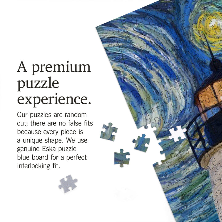 Martha's Vineyard, Massachusetts, Lighthouse, Starry Night, Jigsaw Puzzle Puzzle Lantern Press 