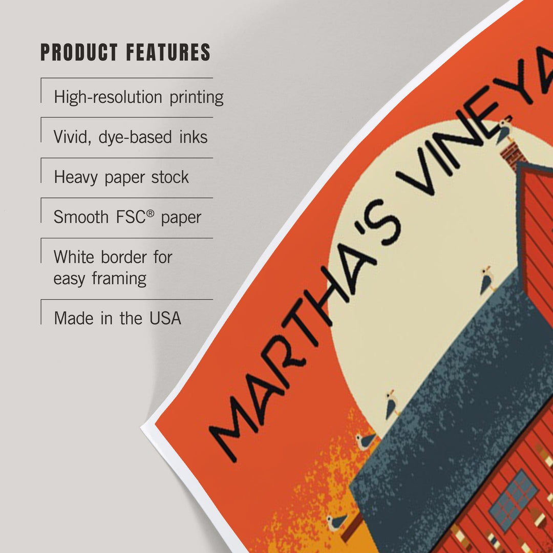 Martha's Vineyard, Massachusetts, Nautical Geometric, Art & Giclee Prints Art Lantern Press 