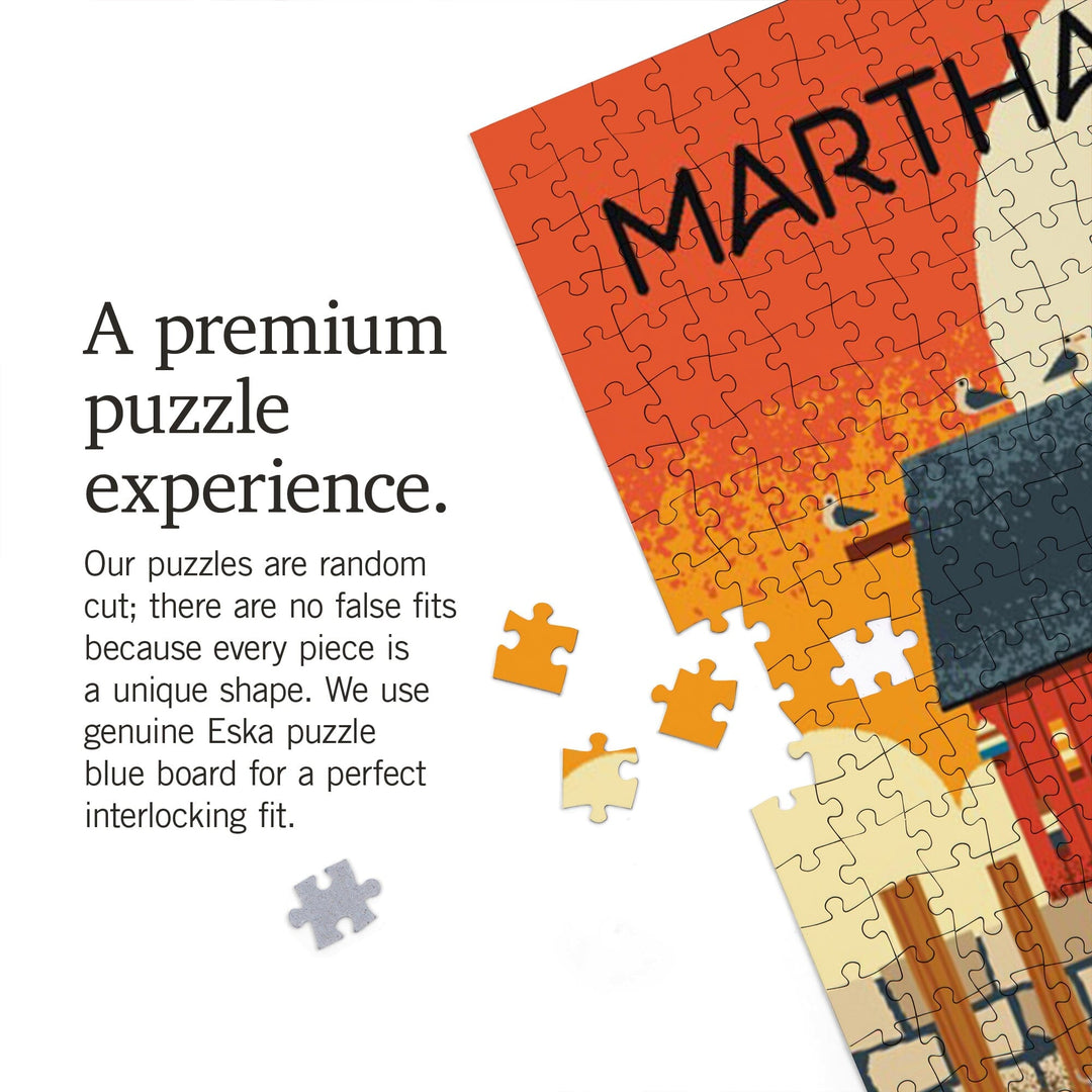 Martha's Vineyard, Massachusetts, Nautical Geometric, Jigsaw Puzzle Puzzle Lantern Press 