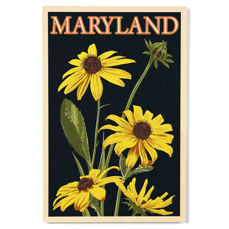Maryland, Black Eyed Susan, Letterpress, Lantern Press Artwork, Wood Signs and Postcards Wood Lantern Press 