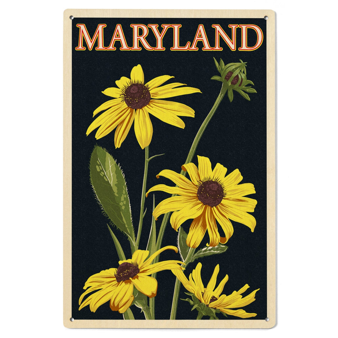 Maryland, Black Eyed Susan, Letterpress, Lantern Press Artwork, Wood Signs and Postcards Wood Lantern Press 