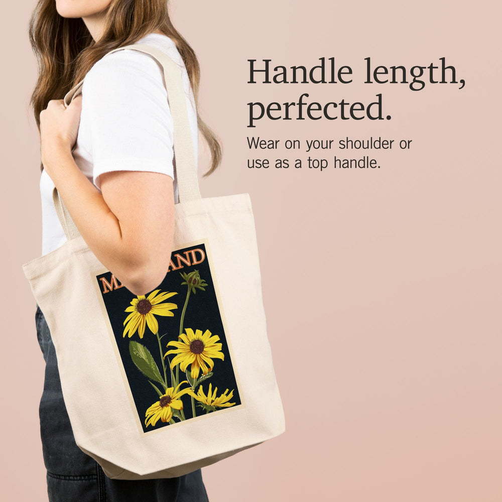 Maryland, Black Eyed Susan, Letterpress, Tote Bag Totes Lantern Press 