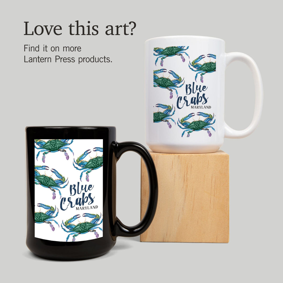 Maryland, Blue Crabs, Pattern, Lantern Press Artwork, Ceramic Mug Mugs Lantern Press 