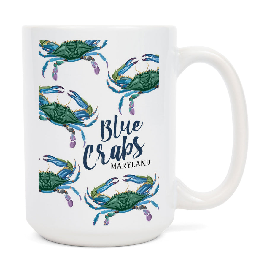 Maryland, Blue Crabs, Pattern, Lantern Press Artwork, Ceramic Mug Mugs Lantern Press 