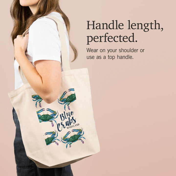 Maryland, Blue Crabs, Pattern, Tote Bag Totes Lantern Press 