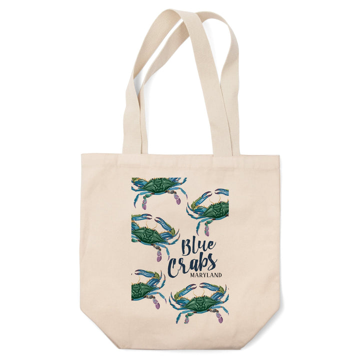 Maryland, Blue Crabs, Pattern, Tote Bag Totes Lantern Press 