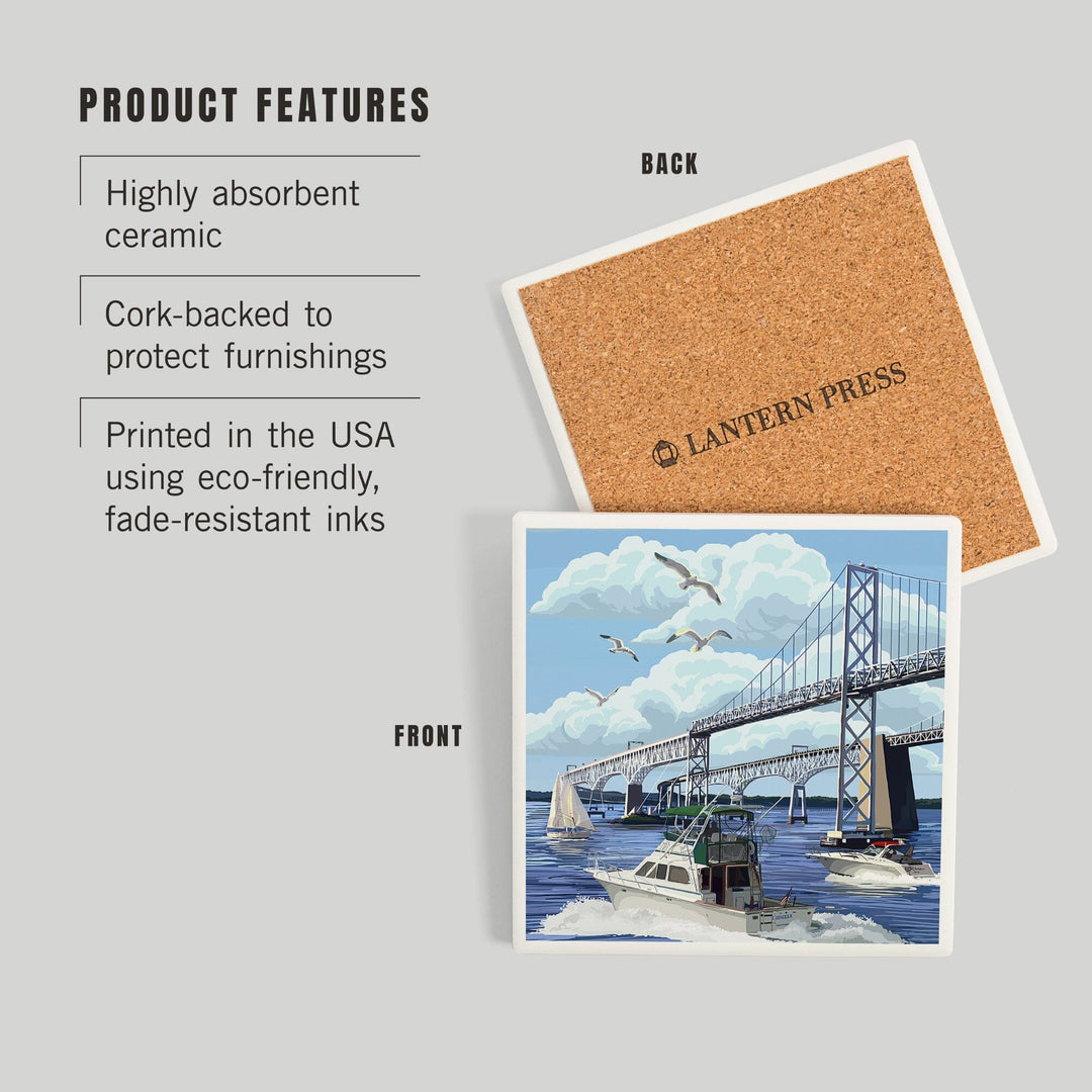 Maryland, Chesapeake Bay Bridge, Coasters Coasters Lantern Press 