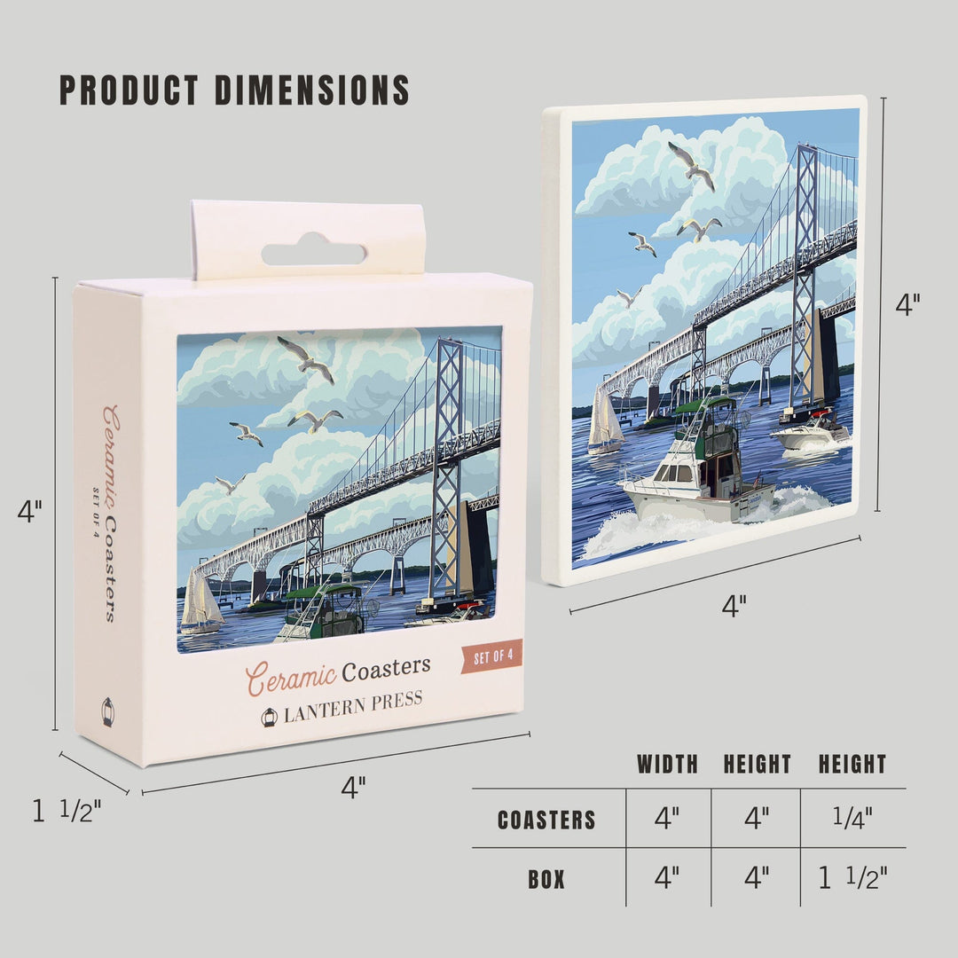 Maryland, Chesapeake Bay Bridge, Coasters Coasters Lantern Press 