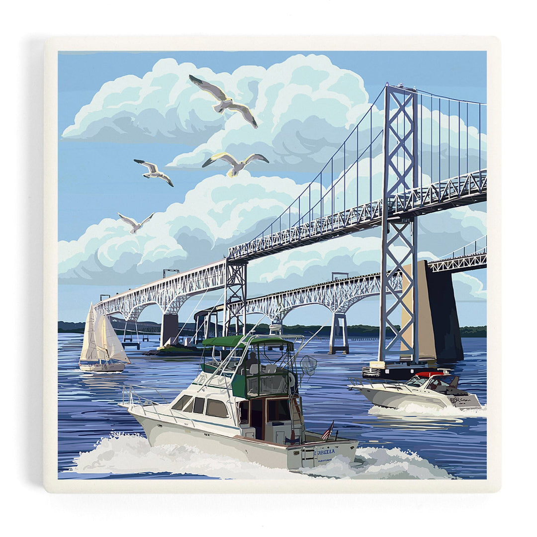 Maryland, Chesapeake Bay Bridge, Coasters Coasters Lantern Press Coaster 