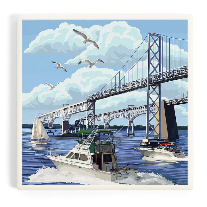 Maryland, Chesapeake Bay Bridge, Coasters Coasters Lantern Press Coaster 
