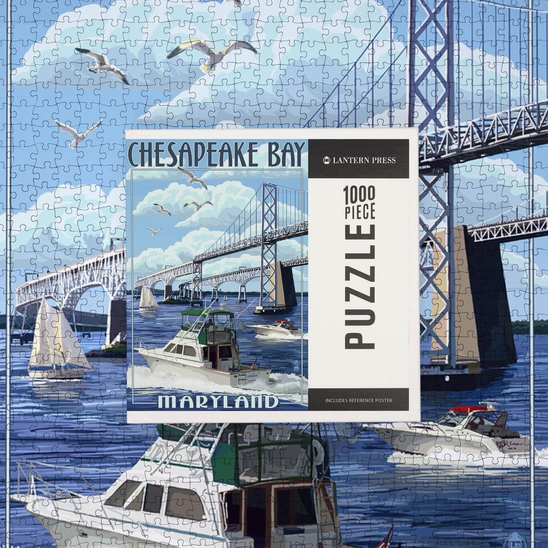 Maryland, Chesapeake Bay Bridge, Jigsaw Puzzle Puzzle Lantern Press 