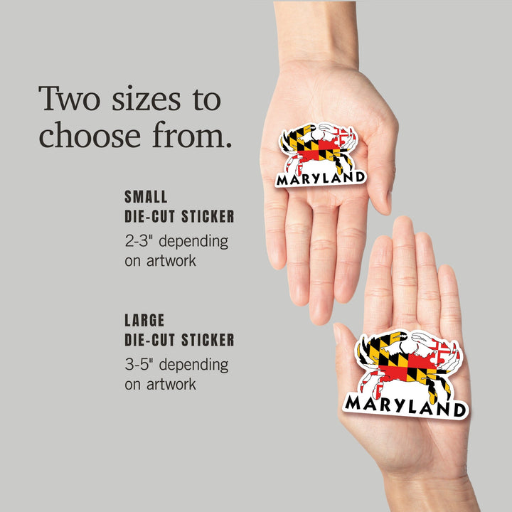 Maryland, Crab Flag, Contour, Lantern Press Artwork, Vinyl Sticker Sticker Lantern Press 
