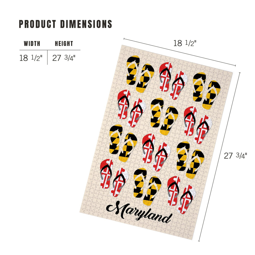 Maryland, Flip Flops and Flag Pattern, Jigsaw Puzzle Puzzle Lantern Press 