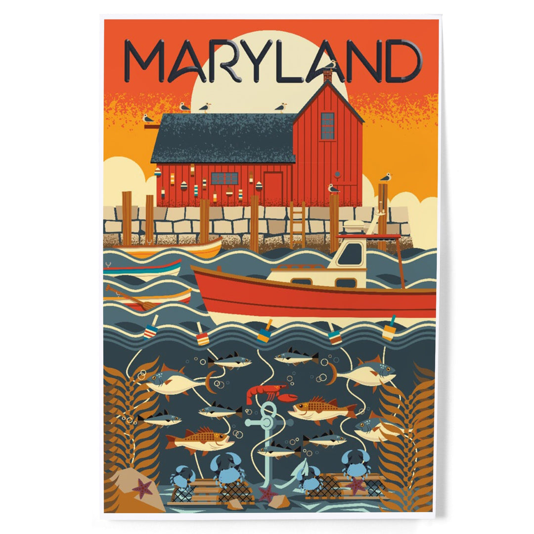 Maryland, Geometric, Art & Giclee Prints Art Lantern Press 