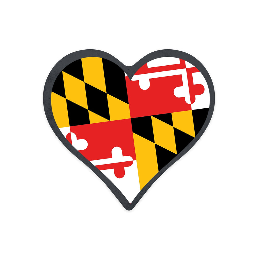 Maryland, Heart, State Flag Design, Contour, Lantern Press Artwork, Vinyl Sticker Sticker Lantern Press 