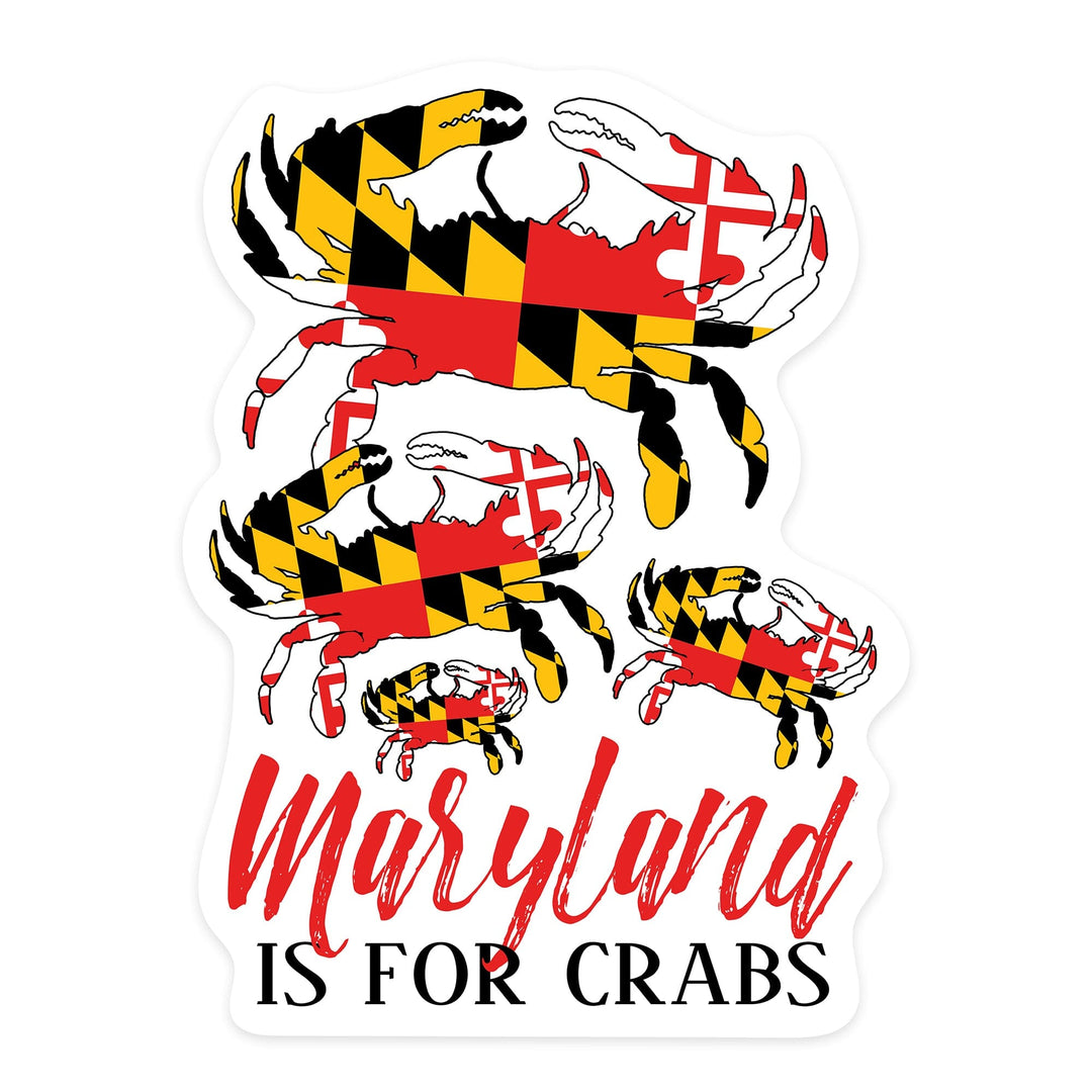 Maryland, Maryland is for Crabs, Flag Crabs, Pattern, Contour, Vinyl Sticker Sticker Lantern Press 